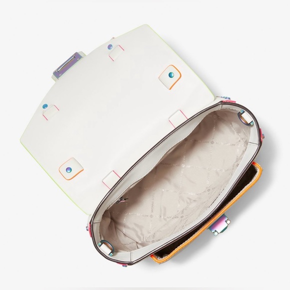 Michael Kors Manhattan Medium Contrast Trim Leather Satchel - Optic White - Picture 2 of 9